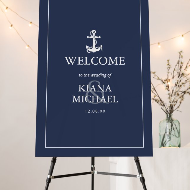 Blue Wave Anchor Wedding Welcome ID836 Foam Board (In Situ (Stand))