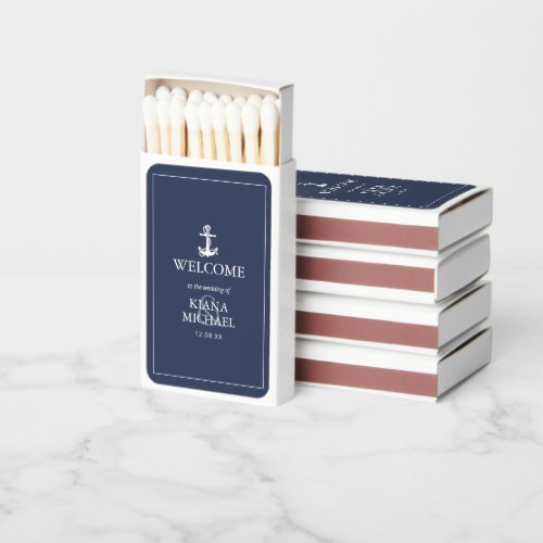 Blue Wave Anchor Wedding Welcome ID836 Matchboxes