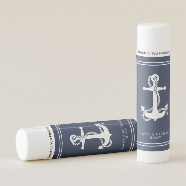 Blue Wave Anchor Wedding Wht/Navy ID836 Lip Balm (Front)