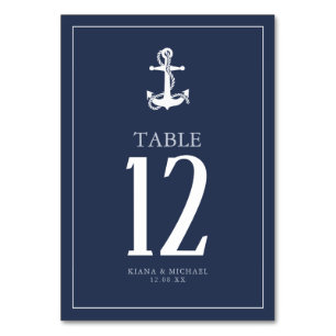 Blue Wave Anchor Wedding Wht/Navy ID836 Table Number
