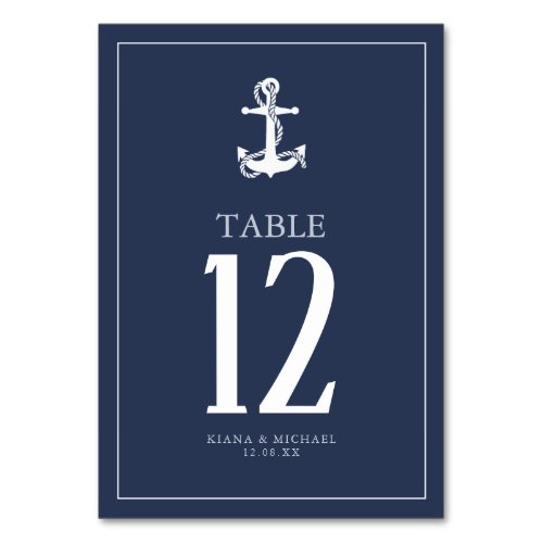 Blue Wave Anchor Wedding WhtNavy ID836 Table Number