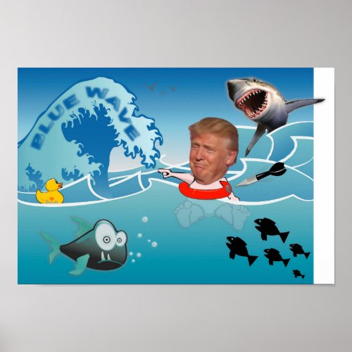 Blue wave  Anti Trump Poster