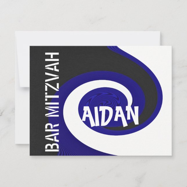 Blue wave Bar Mitzvah Invitation (Front)