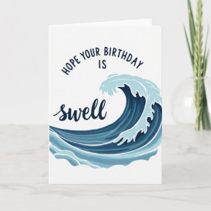 Blue Wave Birthday Card