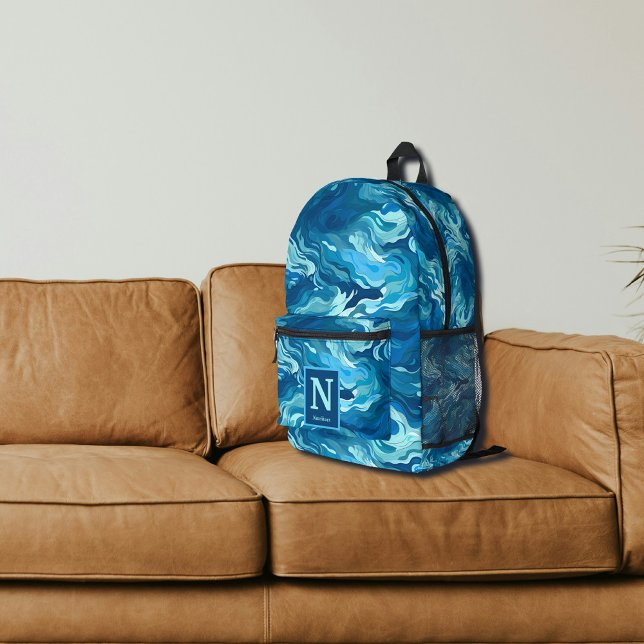 Blue Wave Camouflage Monogram Backpack (Creator Uploaded)