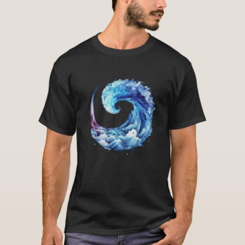 Blue wave circle way of water surf Aquarius mermai T_Shirt