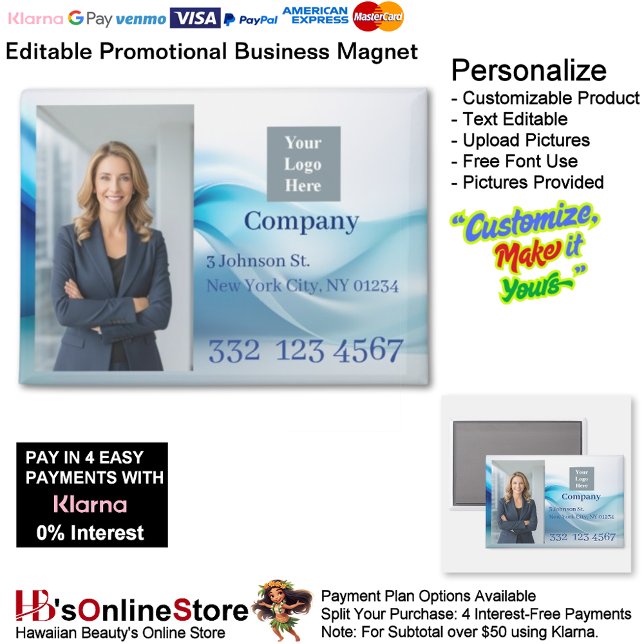 Blue Wave Company Photo Logo Promotional Business Magnet (Blue Wave Company Photo Logo Promotional Business Magnet.)
