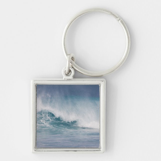 Blue wave crashing, Maui, Hawaii, USA 3 Keychain (Front)