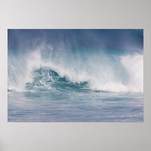 Blue wave crashing Maui Hawaii USA 3 Poster