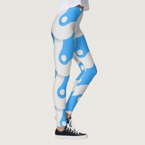 blue wave design  leggings