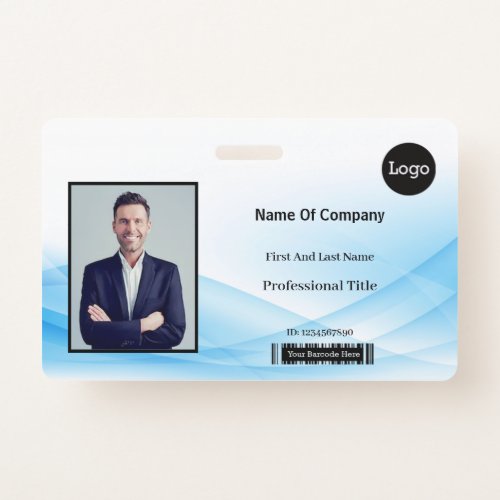 Blue Wave Design Photo Identification ID Badge