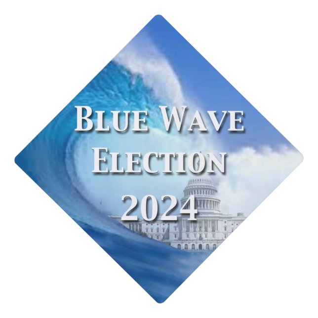 Blue Wave Election 2024 Graduation Cap Topper (Front)