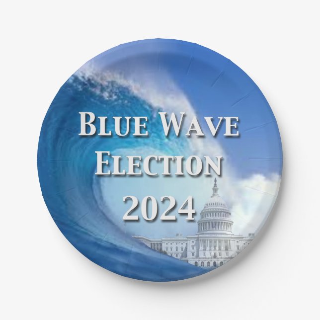 Blue Wave Election 2024 Paper Plates (Front)