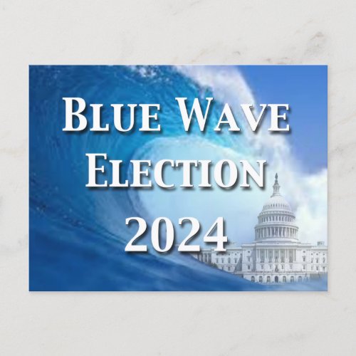 Blue Wave Election 2024 Postcard