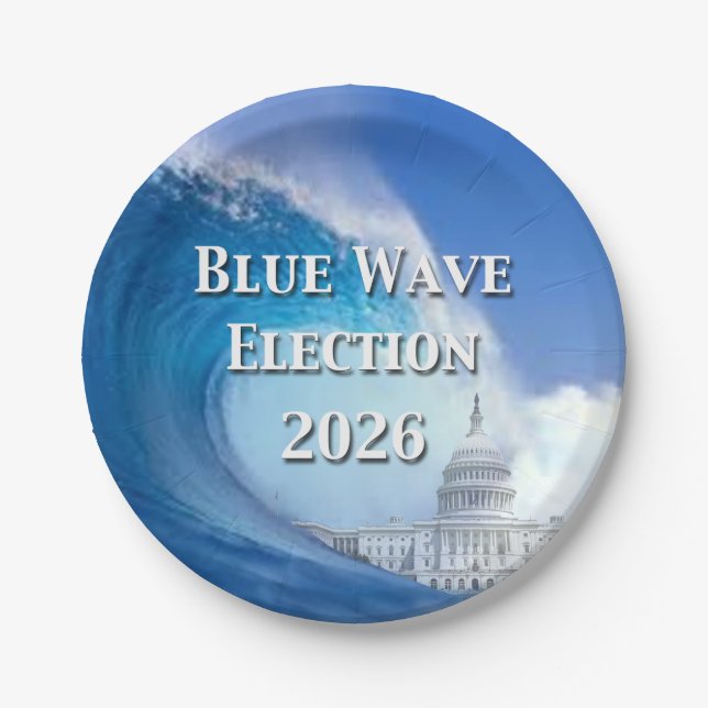 Blue Wave Election 2026 Paper Plates (Front)
