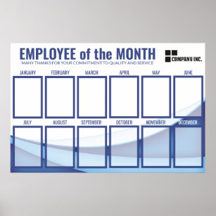 Blue wave employee of the month photo display poster