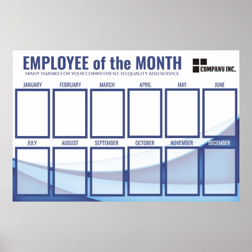 Blue wave employee of the month photo display poster