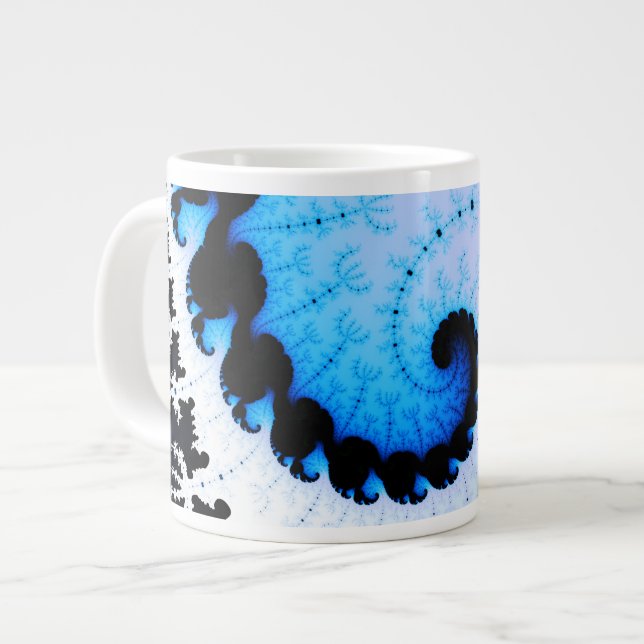 Blue Wave - fractal art Giant Coffee Mug (Front Left)