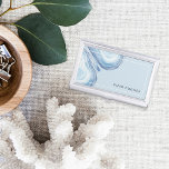 Blue Wave Geode | Personalized Business Card Case<br><div class="desc">Elegant light blue business card holder features your name and/or business name in the lower right corner,  accented by a thin white frame border and geode agate slice illustrations in ethereal pale blue watercolor. Matching business cards and accessories also available.</div>
