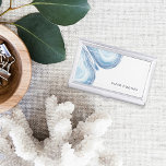 Blue Wave Geode | Personalized Case For Business Cards<br><div class="desc">Elegant white and silver business card holder features your name and/or business name in the lower right corner,  accented by a thin white frame border and geode agate slice illustrations in ethereal pale blue watercolor. Matching business cards and accessories also available.</div>