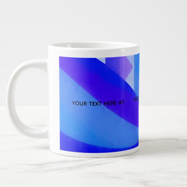 Blue Wave Geometric Abstraction Giant Coffee Mug (Left)