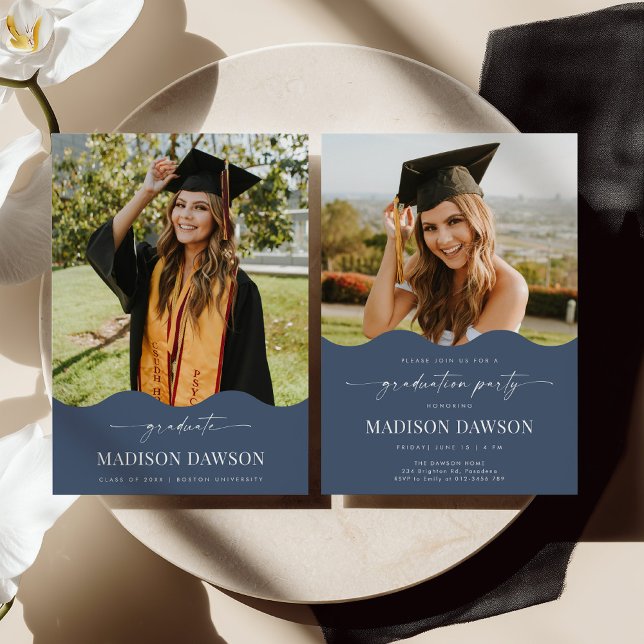 Blue Wave Graduation Party Invite Announcement (Creator Uploaded)