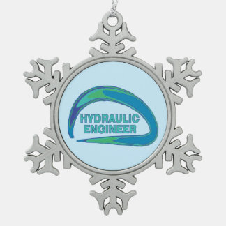 Blue Wave Hydraulic Engineer Mug Snowflake Pewter Christmas Ornament