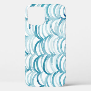 Blue Wave Japanese Style PatternIllustration iPhone 12 Case