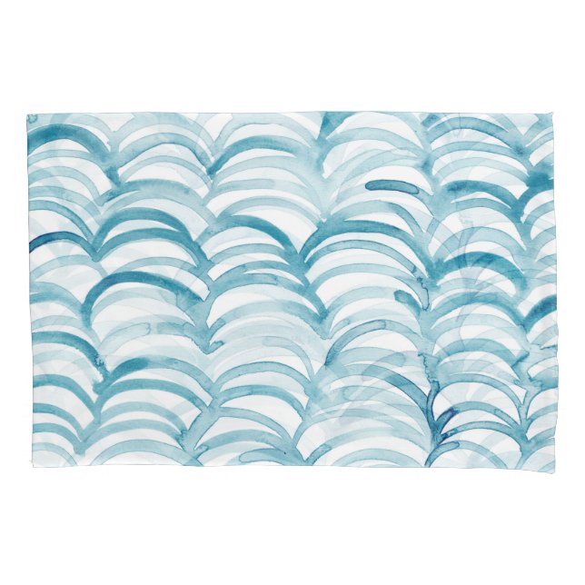 Blue Wave Japanese Style PatternIllustration Pillow Case (Front)