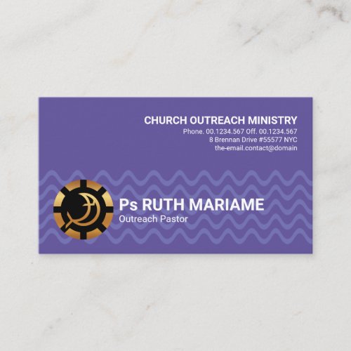 Blue Wave Lines Gold Fish Life Buoy Pastor Business Card