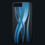 Blue Wave Modern Abstract Pattern iPhone 8 Plus/7 Plus Case<br><div class="desc">A modern abstract design featuring a blue ribbon wave pattern against a black background. You may change the black background to the color of your choice by selecting the "Customize It" and selecting another background color from a wide array of available color choices. This high quality vector graphic image compliments...</div>