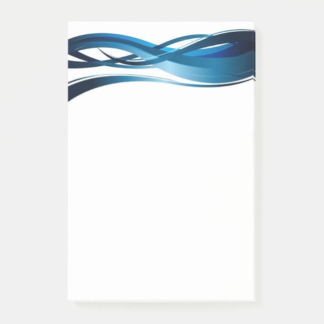 Blue Wave Modern Abstract Pattern Post-it Notes (Front)
