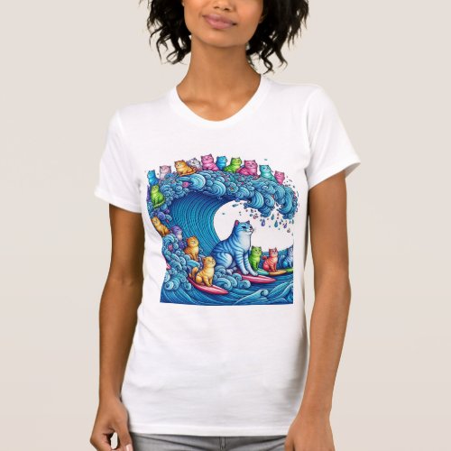 Blue Wave of Cat Ladies for Kamala Harris T_Shirt