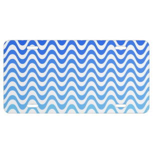 Blue Wave Pattern License Plate