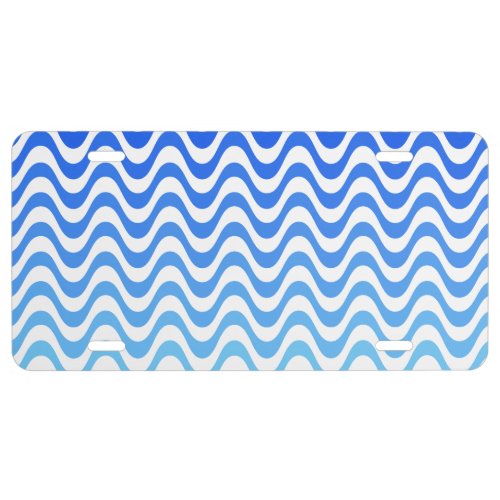 Blue Wave Pattern License Plate