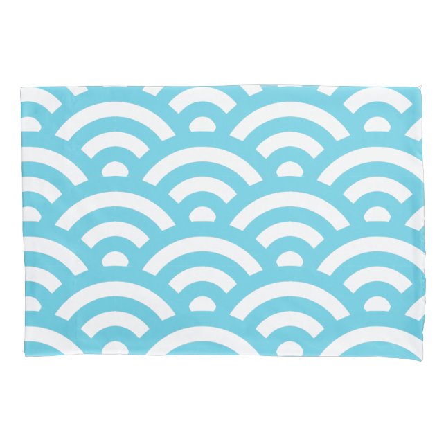 Blue Wave Pattern Pillow Case (Front)