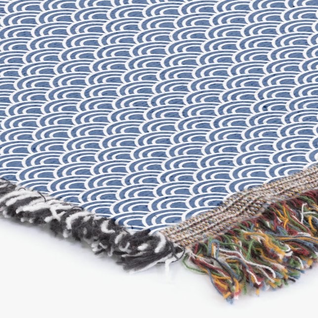 Blue wave pattern throw blanket (Corner)
