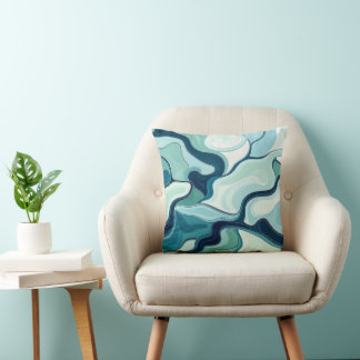 Blue Wave Pattern  Throw Pillow