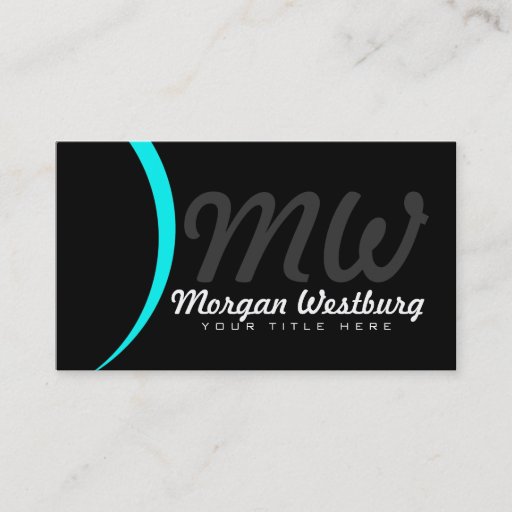 Customizable Blue Wave Professional Monogram Business Cards