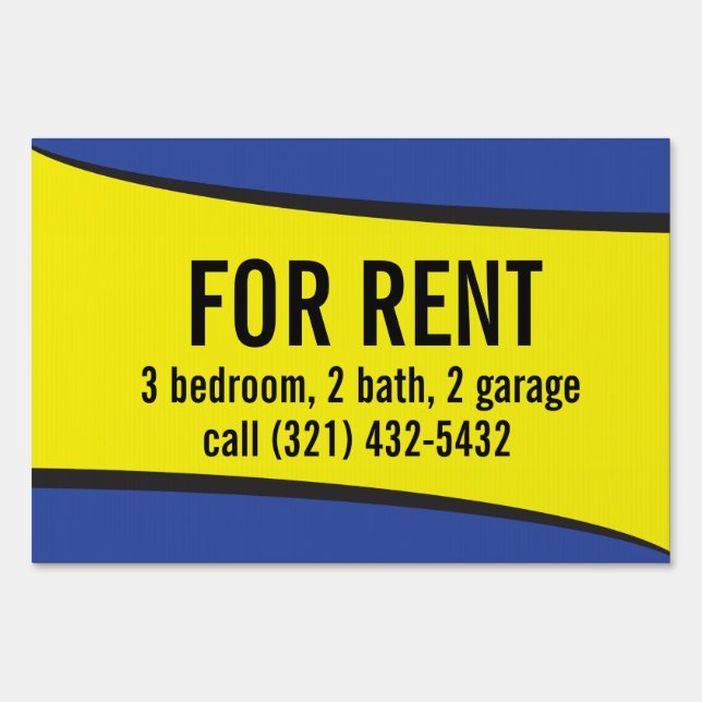 Blue Wave Real Estate Rental House Sale Yard Sign (Back)