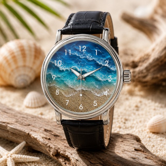 Blue Wave Resin Look Beach Sand Numbered  Watch (Creator Uploaded)