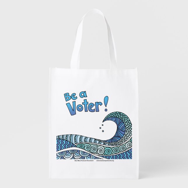 Blue Wave Reusable Grocery Bag (Front)