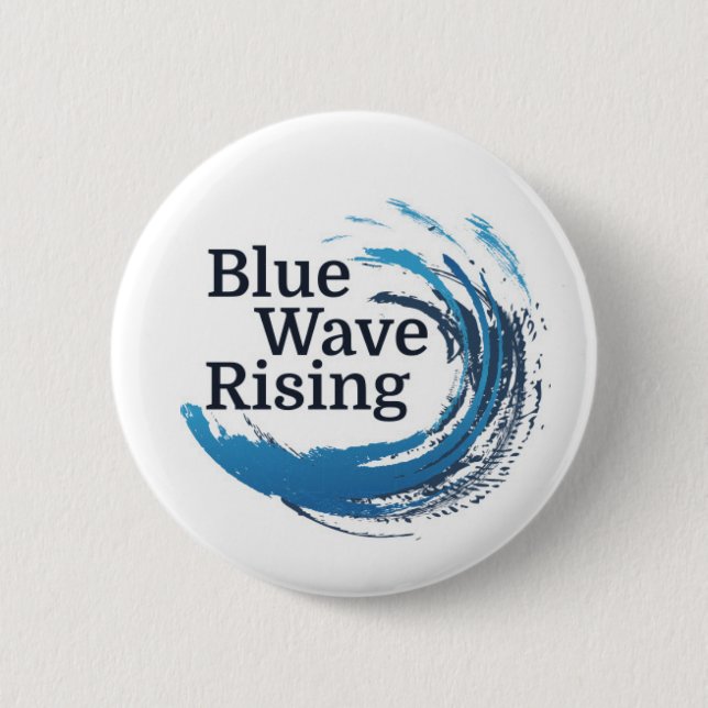 Blue Wave Rising Button (Front)