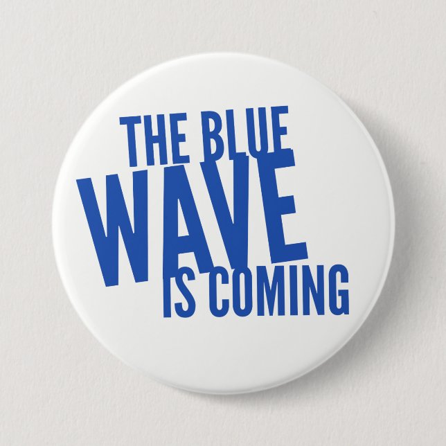 Blue Wave Round Button (Front)