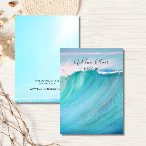 Blue Wave Scene Necklace Display Business Card