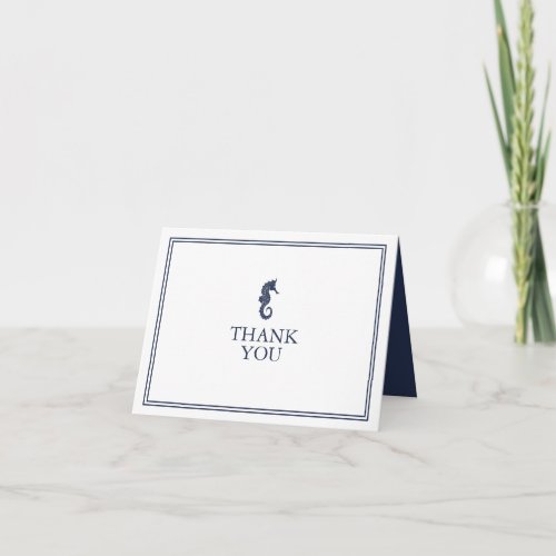 Blue Wave Seahorse Thank You NavyWht ID836 Card