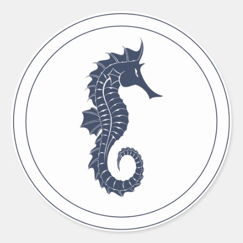 Blue Wave Seahorse V2 NavyWht ID836 Classic Round Sticker