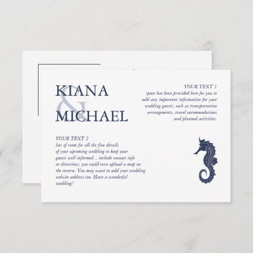 Blue Wave Seahorse Wedding Details ID836 Enclosure Card