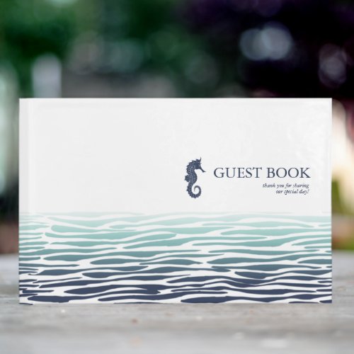 Blue Wave Seahorse Wedding ID836 Guest Book