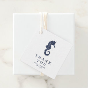 Blue Wave Seahorse Wedding Thank You ID836 Favor Tags